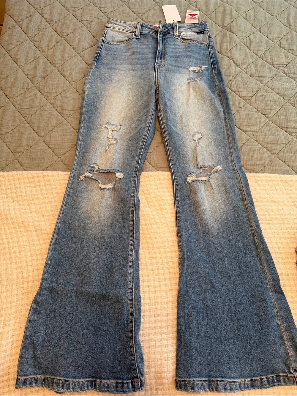 Cello Light Blue Distressed Flare Jeans